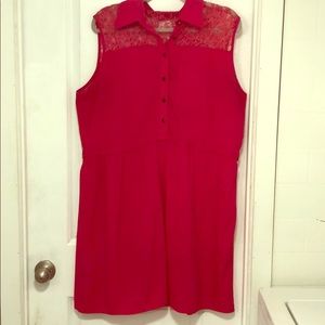 Hot pink lace detail top